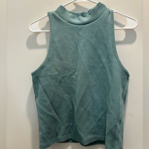 Blue Crop Top Tank Top Turtleneck